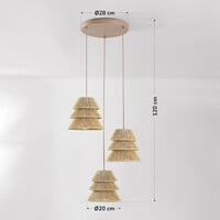 Boho-pendellampa Tula - naturella skärmar av vävt rep