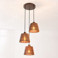 Design taklampa Tami 3-ljus med naturlig bambu och varm brons