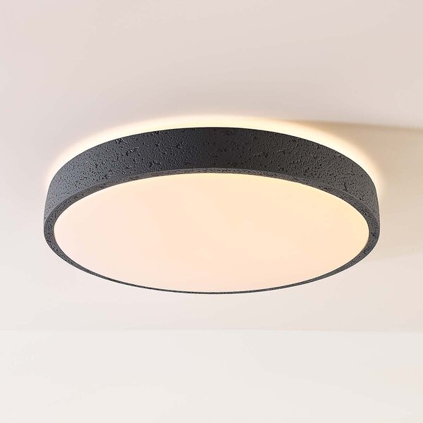 Modern taklampa Arvid med mörkgrå steneffekt, 3-stegs dimbar Ø40 cm