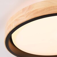 Taklampa Tirano Ø41 cm - svart med ekutseende, 3-stegs dimbar