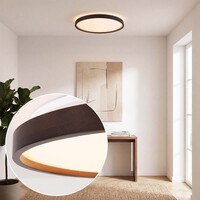 Taklampa Nerio Ø39,5 cm - valnötsutseende, 3-stegs dimbar