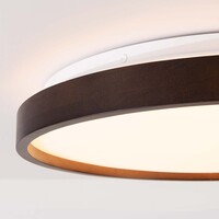 Taklampa Nerio Ø39,5 cm - valnötsutseende, 3-stegs dimbar