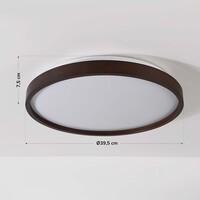 Taklampa Nerio Ø39,5 cm - valnötsutseende, 3-stegs dimbar