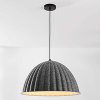 Pendellampa Siza Ø77 cm - veckat grått textilutseende