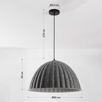 Pendellampa Siza Ø77 cm - veckat grått textilutseende