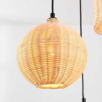 Boho-pendellampa Misu i rotting med tre naturliga skärmar