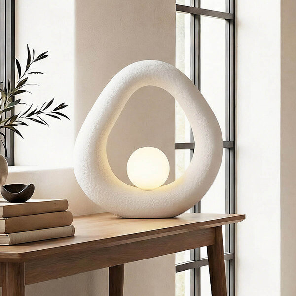 Bordslampa Enso i Wabi Sabi-stil - vit