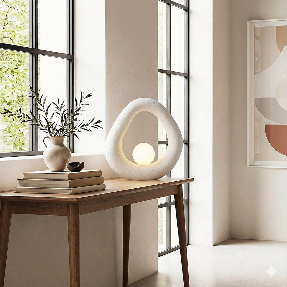 Bordslampa Enso i Wabi Sabi-stil - vit