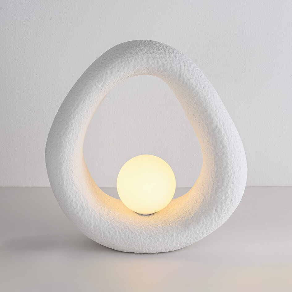 Bordslampa Enso i Wabi Sabi-stil - vit