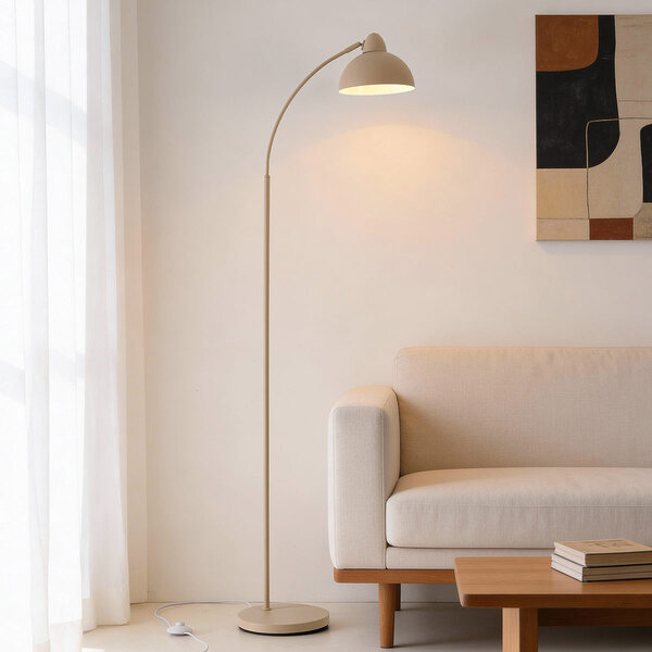Båglampa Arc med metallskärm - beige