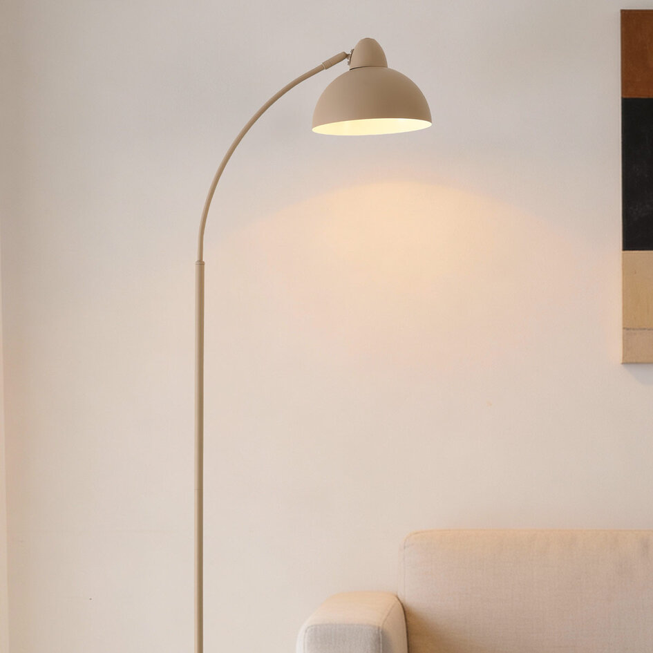Båglampa Arc med metallskärm - beige