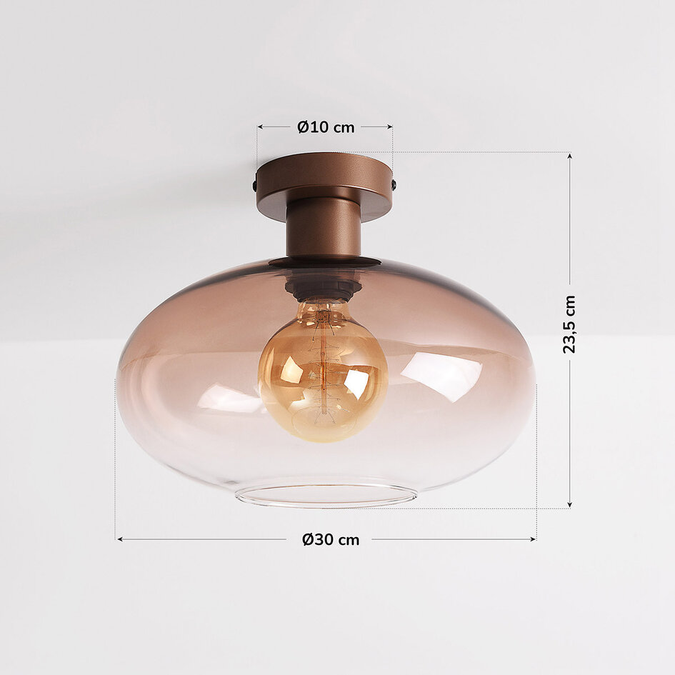 Taklampa Veda - brunt ombréglas