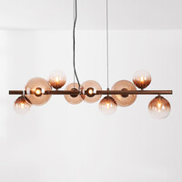 Pendellampa Ennea med nio lampor - brunt ombréglas