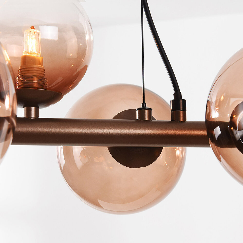 Pendellampa Ennea med nio lampor - brunt ombréglas