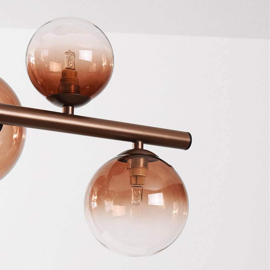 Pendellampa Ennea med nio lampor - brunt ombréglas