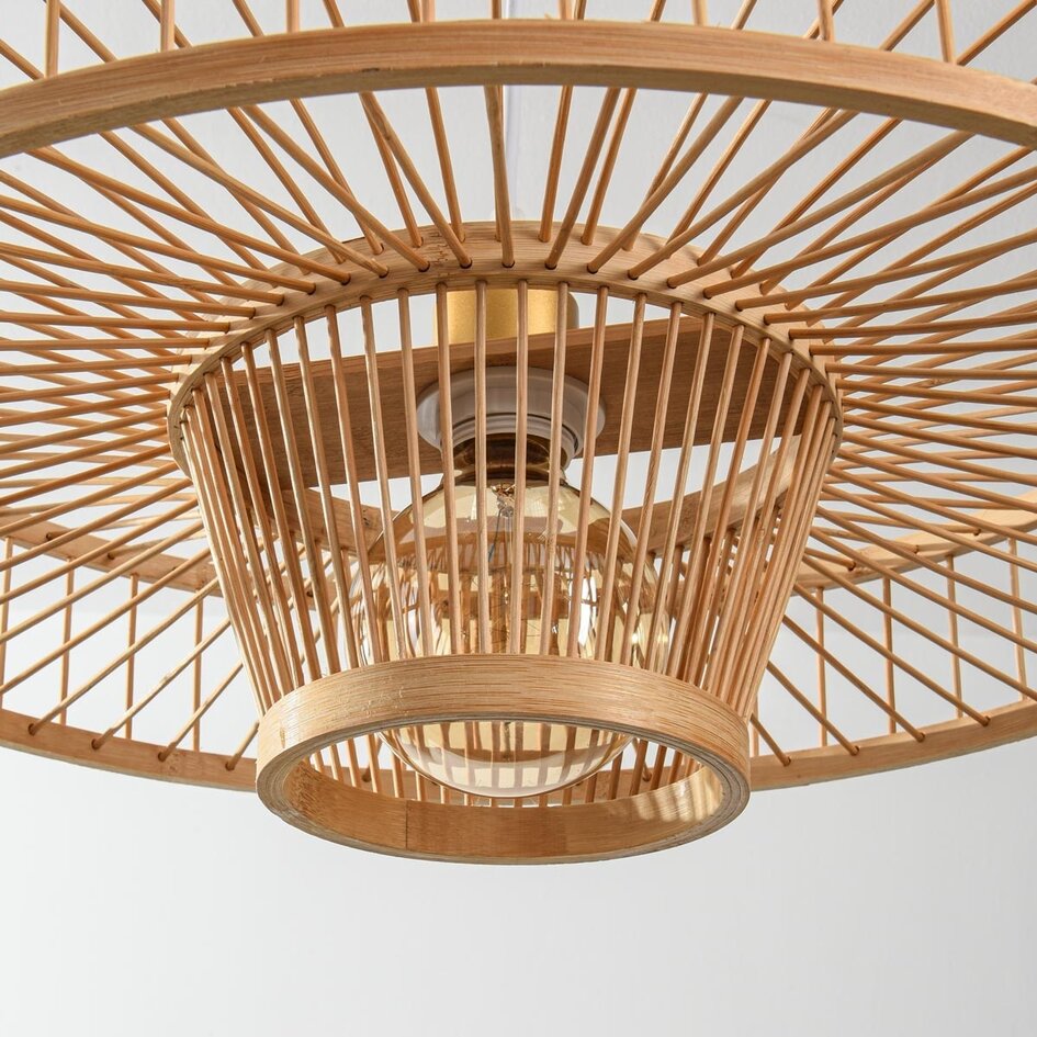 Designad pendellampa Solara - öppen bambudesign