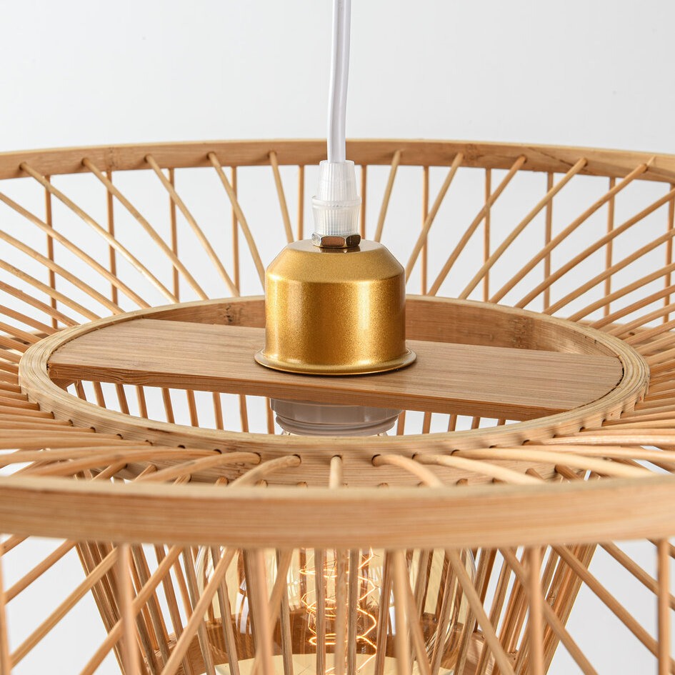 Designad pendellampa Solara - öppen bambudesign
