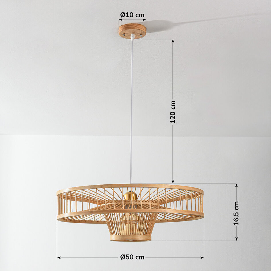Designad pendellampa Solara - öppen bambudesign