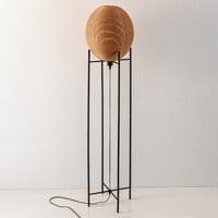 Golvlampa Alera med rottinglook - svart