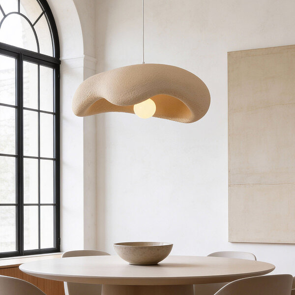 Wabi sabi-pendellampa Ishi med en lampa - sandbeige