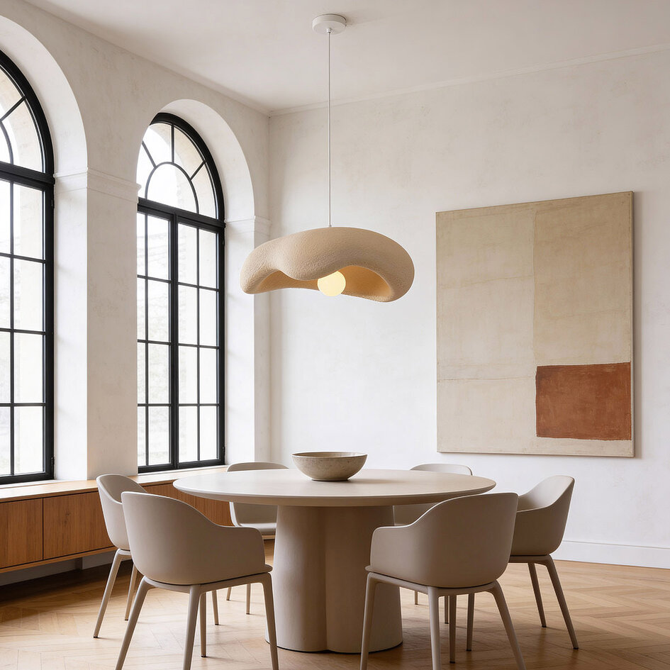 Wabi sabi-pendellampa Ishi med en lampa - sandbeige
