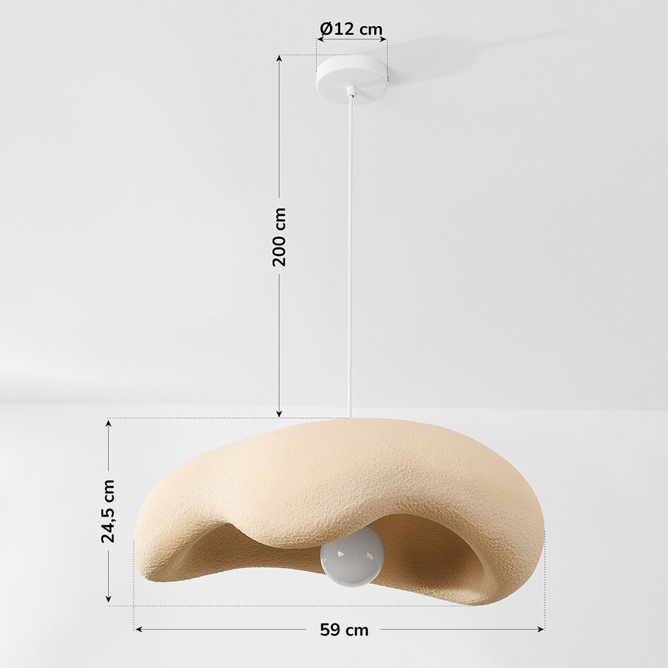 Wabi sabi-pendellampa Ishi med en lampa - sandbeige