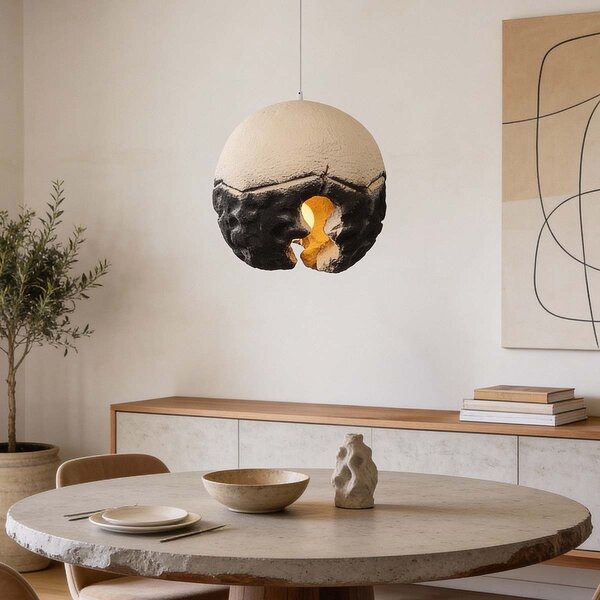 Wabi sabi-pendellampa Crate - sandbeige och svart