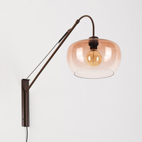 Vägglampa Dasha - vridbar arm med brunt ombréglas