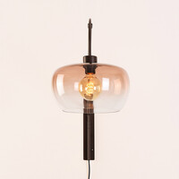 Vägglampa Dasha - vridbar arm med brunt ombréglas