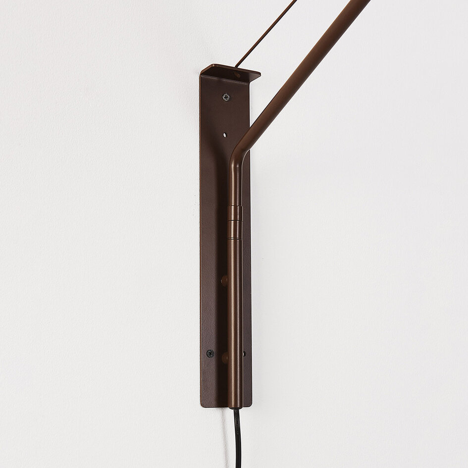 Vägglampa Dasha - vridbar arm med brunt ombréglas