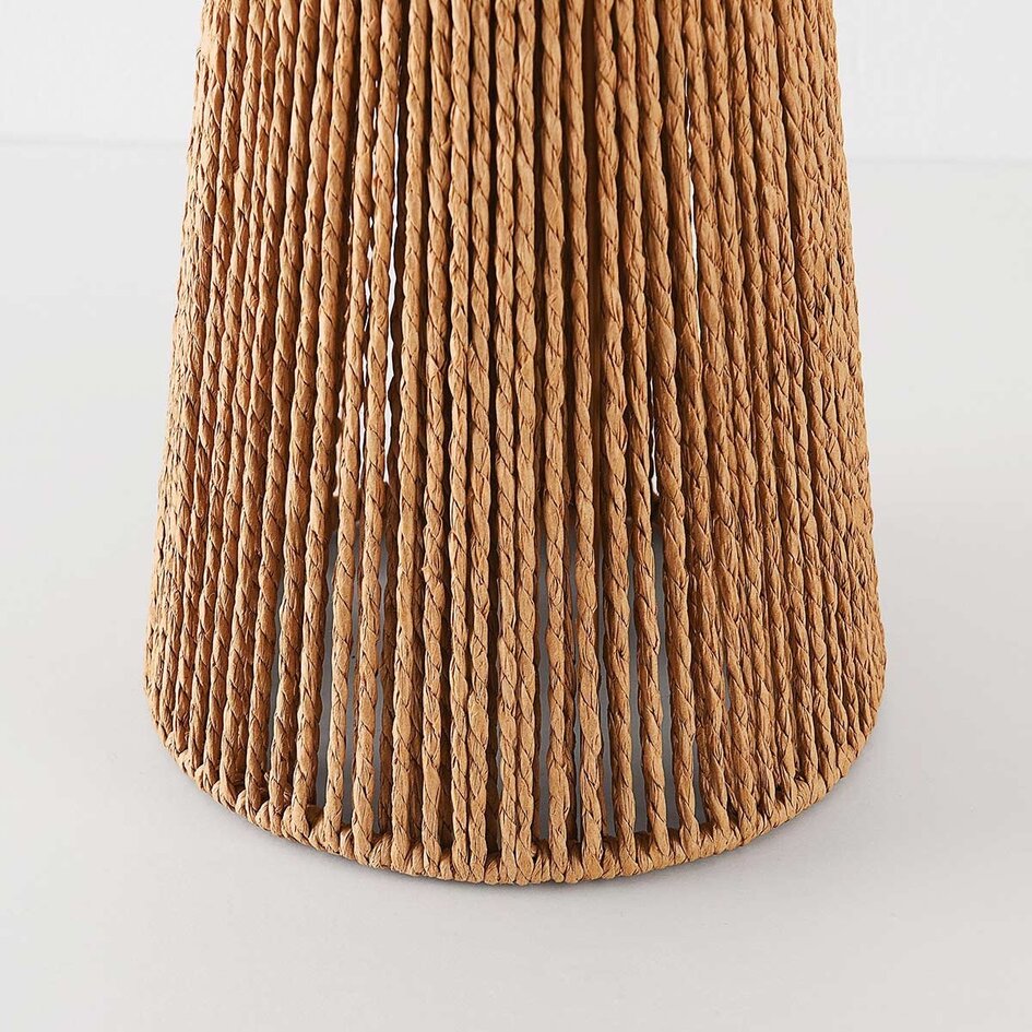 Bordslampa Ranpu i boho-chic med vit skärm