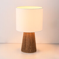 Bordslampa Ranpu i boho-chic med vit skärm