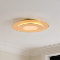 Taklampa Cercyl Ø30 cm med bladguldseffekt och 3-stegs dimbara LED