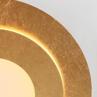Taklampa Cercyl Ø30 cm med bladguldseffekt och 3-stegs dimbara LED
