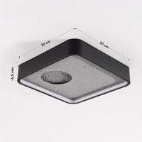 Taklampa Cercal Ø30 cm - svart med grått steneffekt, 3-stegs dimbar