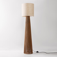 Golvlampa Papira med brun linneskärm
