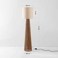 Golvlampa Papira med brun linneskärm