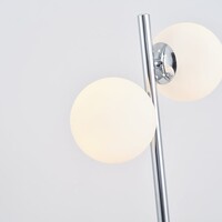 Bordslampa Pallon med två lampor och mjölkvitt glas - marmorlook