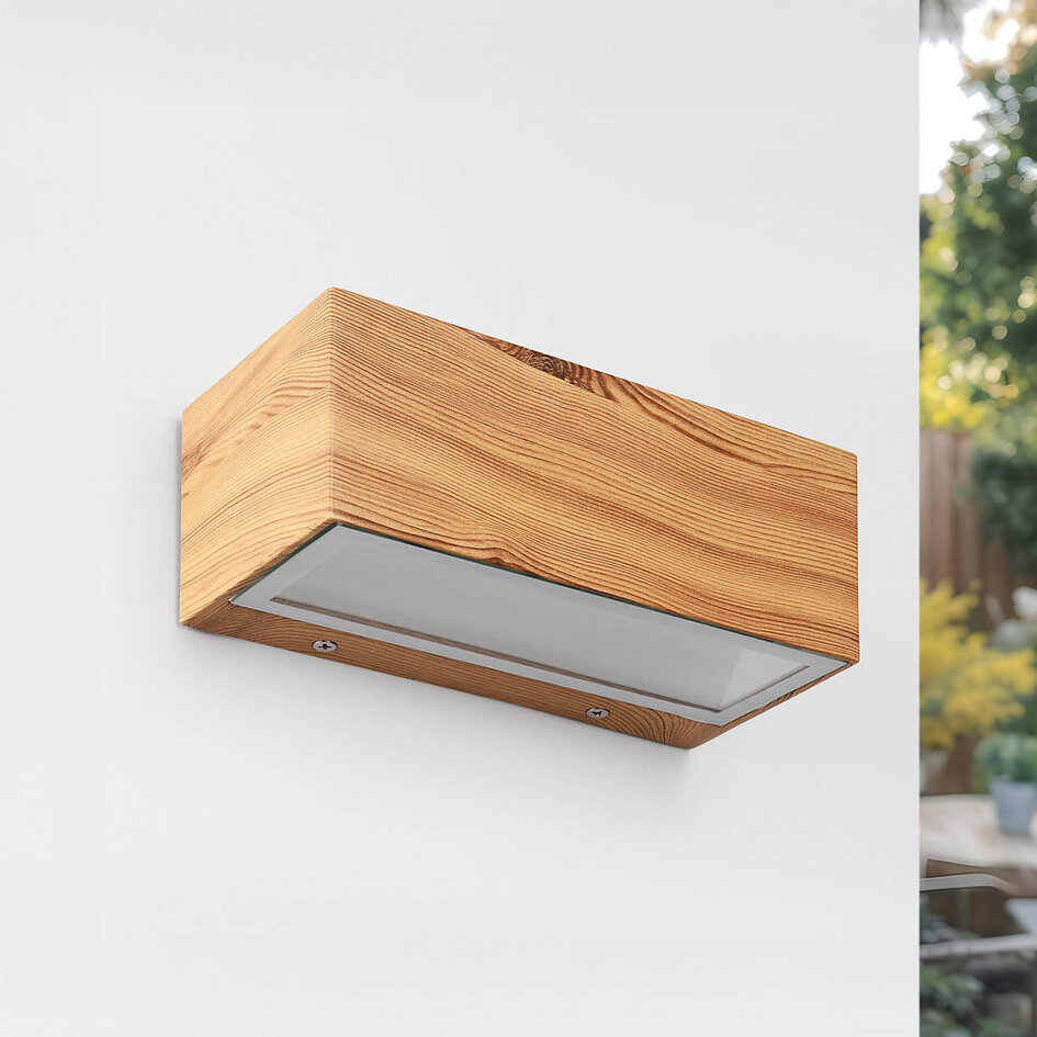 Modern utomhusvägglampa Kai - träutseende med integrerad LED