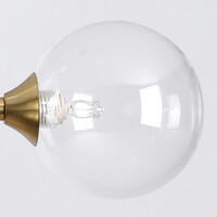 Pendellampa Aster med sex lampor - guld med transparenta glaskulor