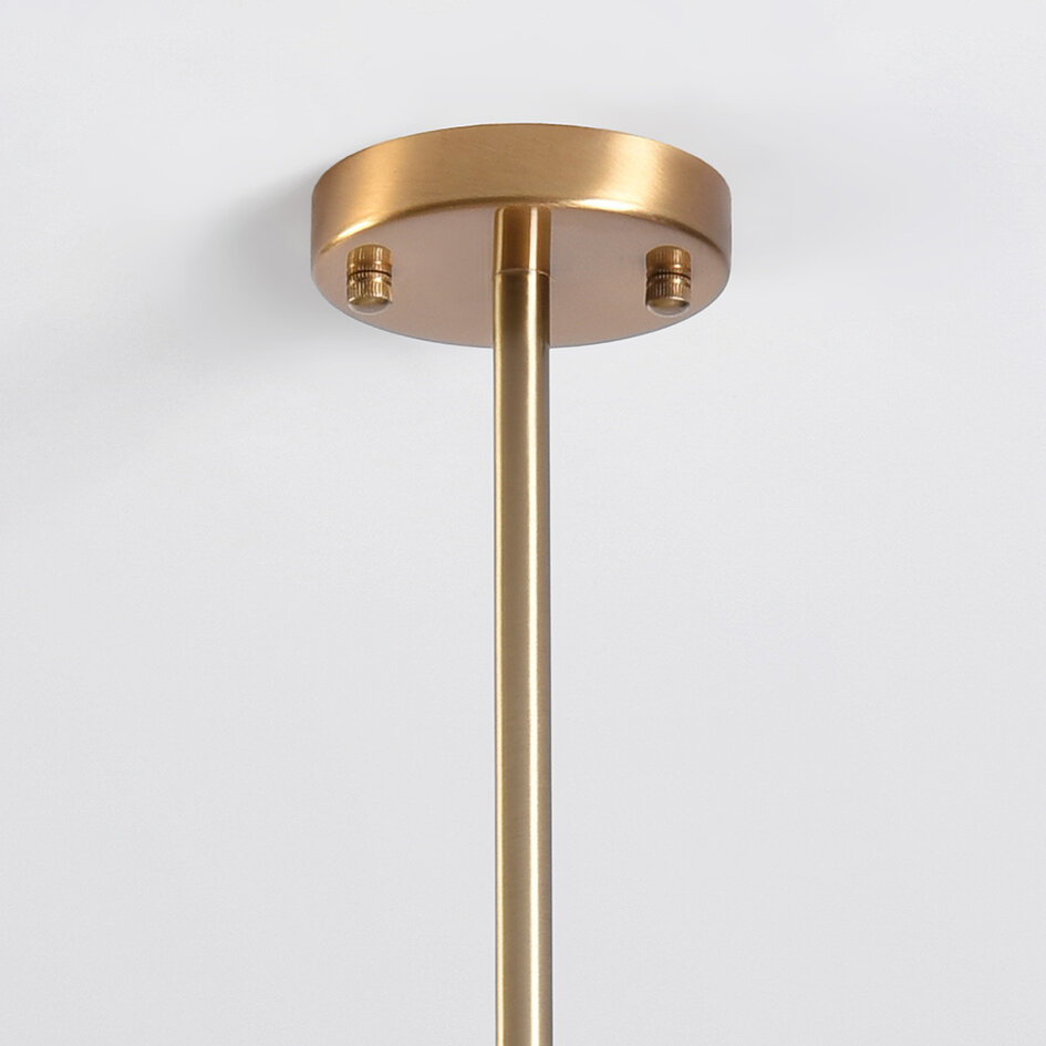Pendellampa Aster med sex lampor - guld med transparenta glaskulor