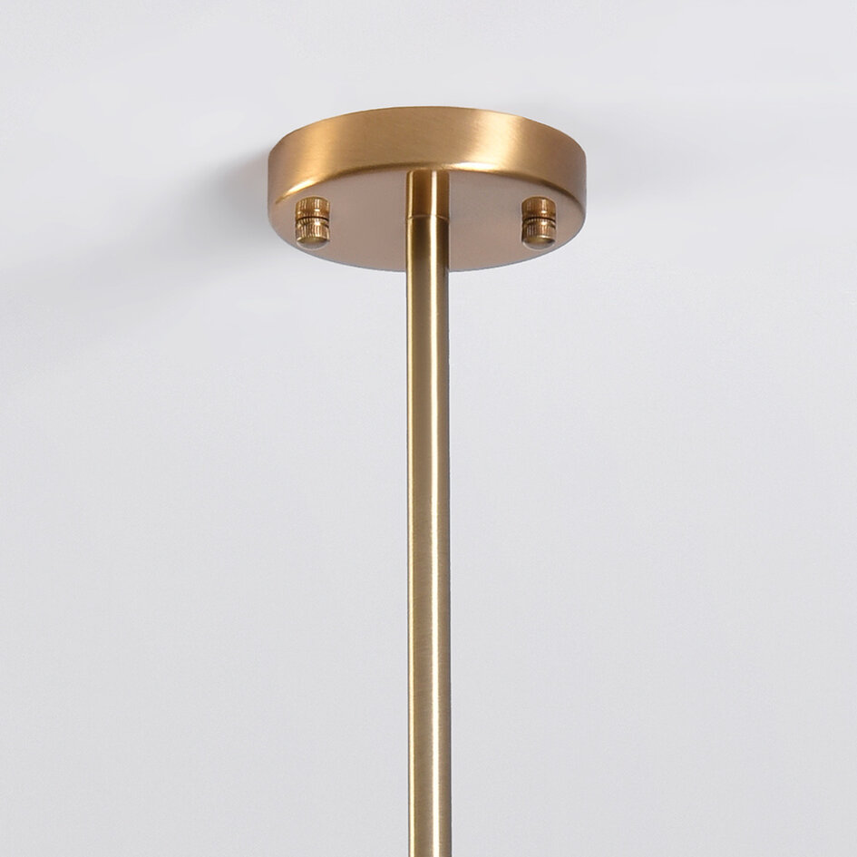 Pendellampa Aster med sex lampor - guld med rökfärgat glas och spegeleffekt