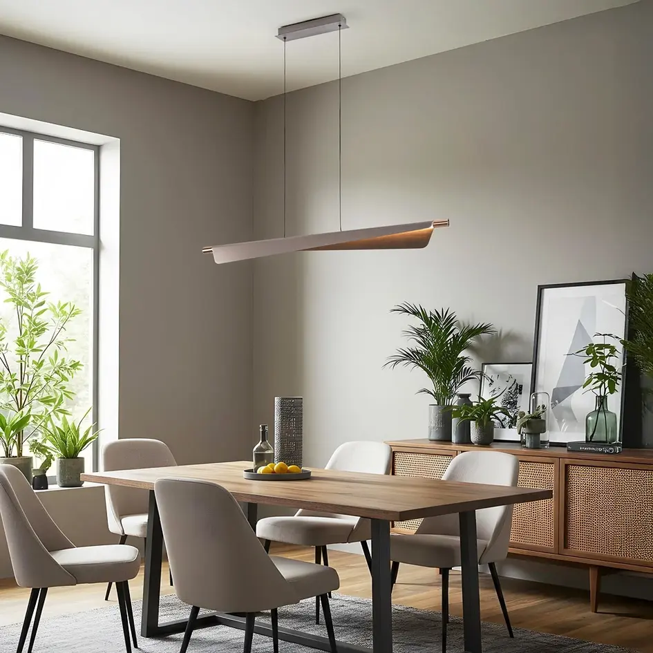 3-stegs dimbar designad pendellampa Mitsu - borstat grått med integrerad LED