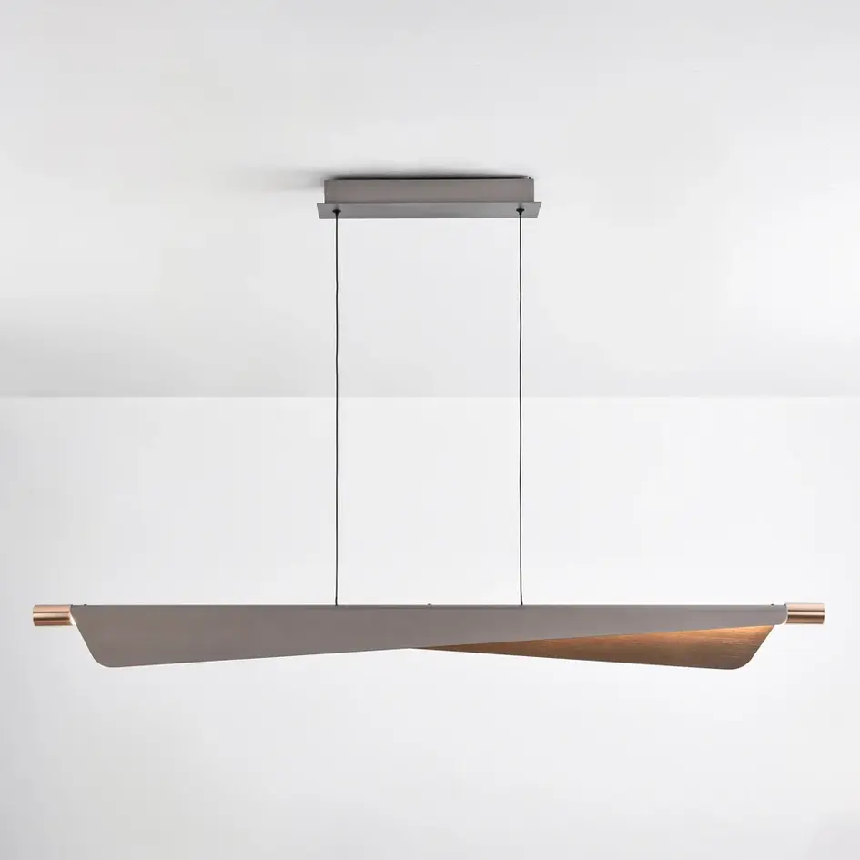 3-stegs dimbar designad pendellampa Mitsu - borstat grått med integrerad LED