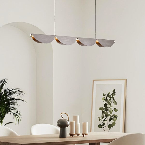 3-stegs dimbar designad pendellampa Mirai - borstat grått med integrerad LED