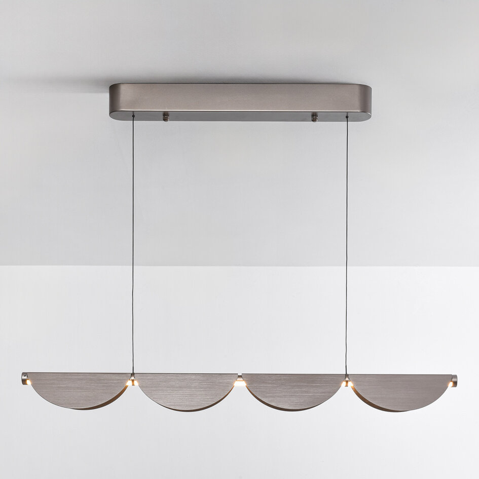 3-stegs dimbar designad pendellampa Mirai - borstat grått med integrerad LED