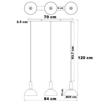 Pendellampa Filiz med tre lampor - rökfärgat glas och svart avlång