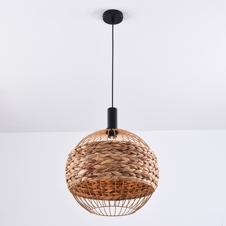 Boho-pendellampa Botan - flätat sjögräs med öppen ram
