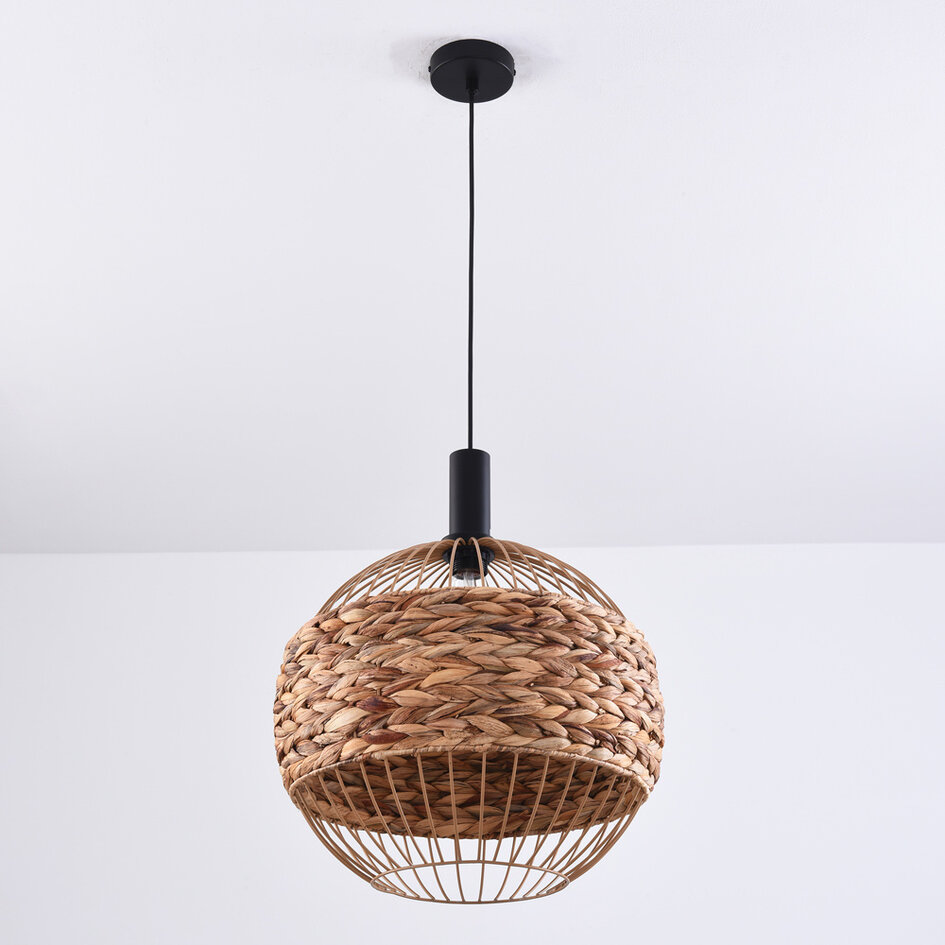 Boho-pendellampa Botan - flätat sjögräs med öppen ram