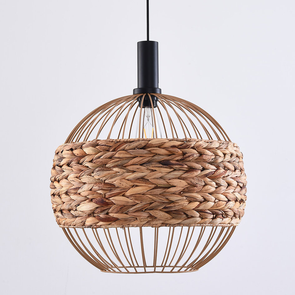 Boho-pendellampa Botan - flätat sjögräs med öppen ram